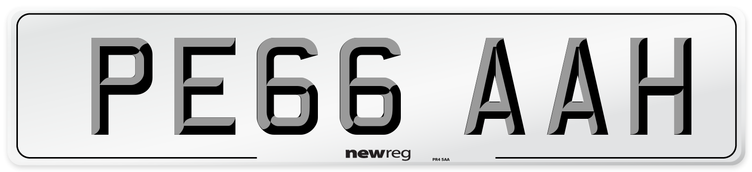 PE66 AAH Number Plate from New Reg